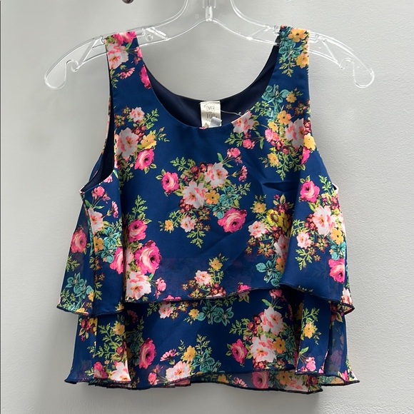 Floral Kids Tank Top - Blue and Pink - Picture 1 of 3